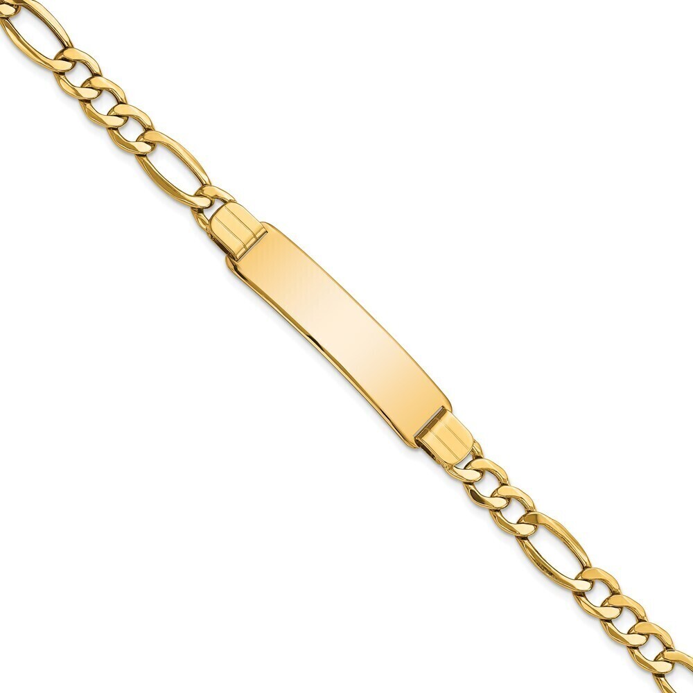 14k Yellow Gold Polished Semi-solid Figaro Id Bracelet